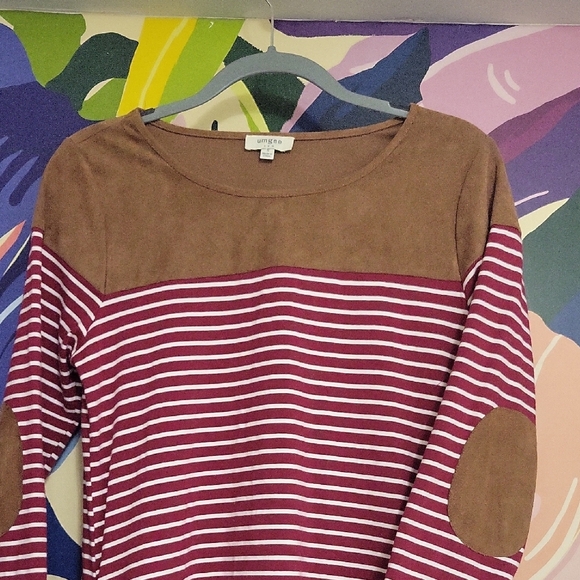 Umgee Maroon Striped Dress With Suede Accent - Picture 5 of 7